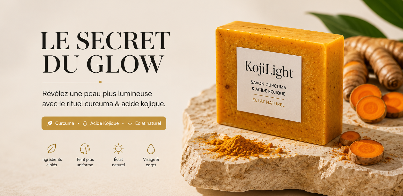 KojiLight savon curcuma et acide kojique hero